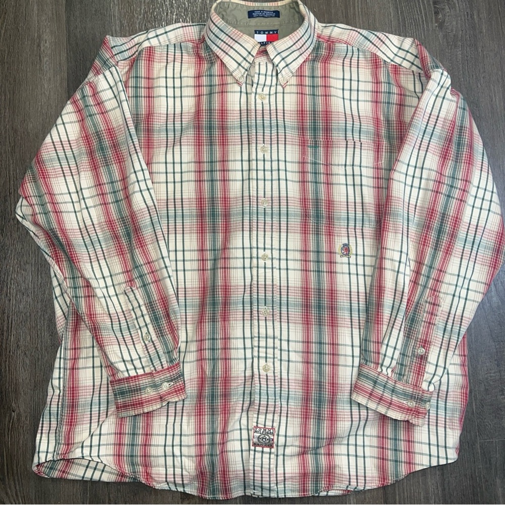 90s Tommy Hilfiger Ranger Red and Green Plaid Shirt